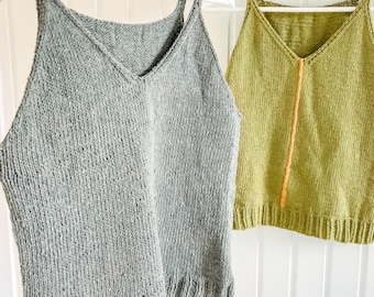 V-neck Tank Top KNITTING PATTERN, Summer Sleeveless Top Knit Pattern for Women S-XXL, Modern Minimalist Shirt Pdf, Easy Knit Vest I Bel Air