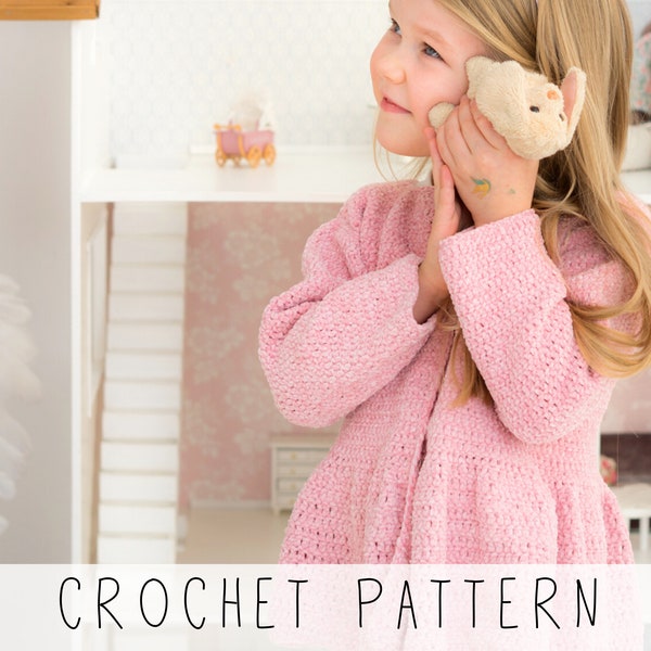 Girls Sweater CROCHET PATTERN Ruffle Girls Cardigan Pattern Crochet Kids Sweater Pattern Girls Gift Easy Crochet Pattern I Wild Child Jacket