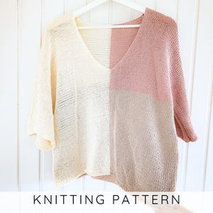 T-Shirt Strickanleitung T-Shirt Strickmuster für Frauen (Größe S - 3XL), Lockeres Top Muster mit V-Ausschnitt, Strickmuster Tank Top mit Ärmeln I Phi