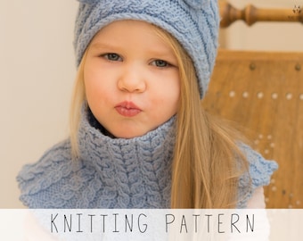 Kids Cable Headband KNITTING PATTERN Kids Ear Warmer Knit Pattern, Girls Cowl Pattern, Caterpillar Pattern Cable Cowl and Headnad I Carson