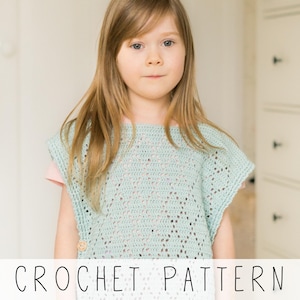 Kids Poncho CROCHET PATTERN, Filet Poncho with Diamonds, Girls Poncho Crochet Pattern in PDF Pattern format I Britt