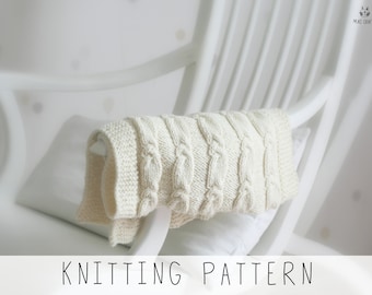 Baby Blanket KNITTING PATTERN Swaddling Blanket Knit Pattern with Cables, Newborn Baby Gift, Receiving or Stroller Blanket I Getter