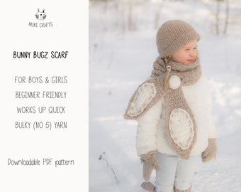 Bunny Scarf CROCHET PATTERN for Kids, Easy to Make Kids Scarf