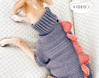 Dragon Dog Sweater Crochet Pattern, Cozy Pet Jumper with Spikes, DIY Dog Clothes, 7 Sizes I Doggo No 6