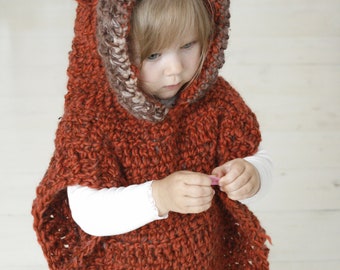 フォックスフード付きポンチョかぎ針編みパターンキッズポンチョかぎ針