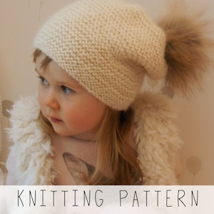 Easy Kids Hat KNITTING PATTERN Kids Slouch Hat Knit Pattern Kids Winter Hat, Garter Stitch Toque Pattern, Kids Slouchy Hat I Piia slouch