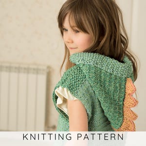 WZÓR NA DZIERGANIE: Ponczo z kapturem w kształcie smoka lub wiewiórki, ponczo z kieszeniami dla dzieci I LOGAN