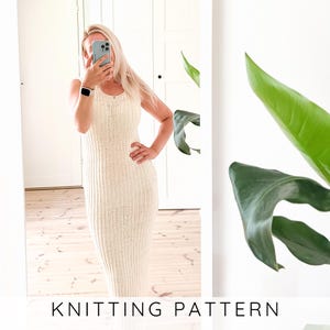 MOTIF de tricot de robe côtelé, maxi ou mini robe d'été en tricot, PDF moulante sans manches pour femme S-XXL, tricot sans couture I Tamarin