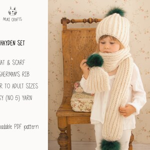 Fisherman's Rib Hat KNITTING PATTERN, Ribbed Slouch Hat and Scarf Knit ...