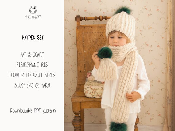 Ribbed Hat and Scarf for Child Knitting Pattern
