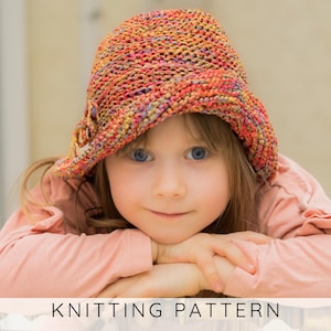 Sun Hat KNITTING PATTERN for Kids Summer Bucket Hat Knit Pattern Girls (Baby, Toddler, Child) Brimmed Hat for Beach I Charlotte