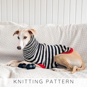 Dog Sweater KNITTING PATTERN Dog Jumper Knit Pattern with Collar and Stripes, Pullover for Small Dog, Medium or Large Pup I Doggo No 13