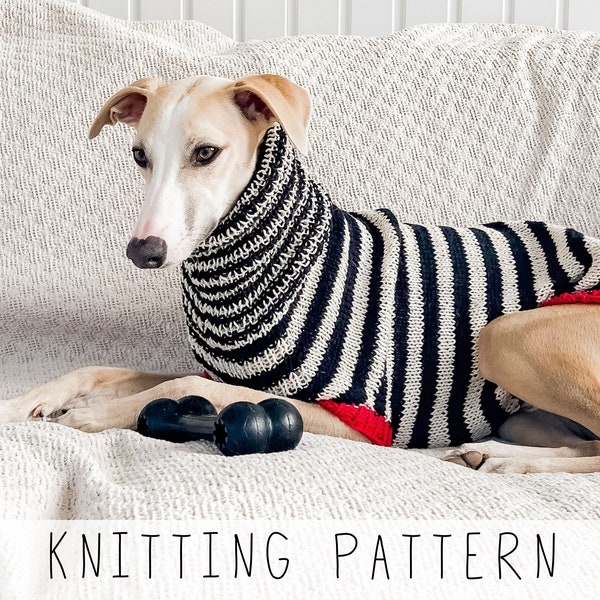 Dog Sweater KNITTING PATTERN Dog Jumper Knit Pattern Dog Pullover Small Dog Sweater Medium Dog Jumper Whippet Sweater Doggo No 13