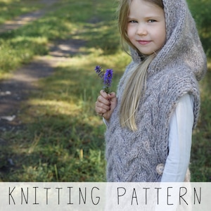 Hooded Poncho KNITTING PATTERN, Kids Cape Knit Pattern, Chunky Cozy Design with Beautiful Cables (toddler and kids sizes) I HASTINGS Poncho