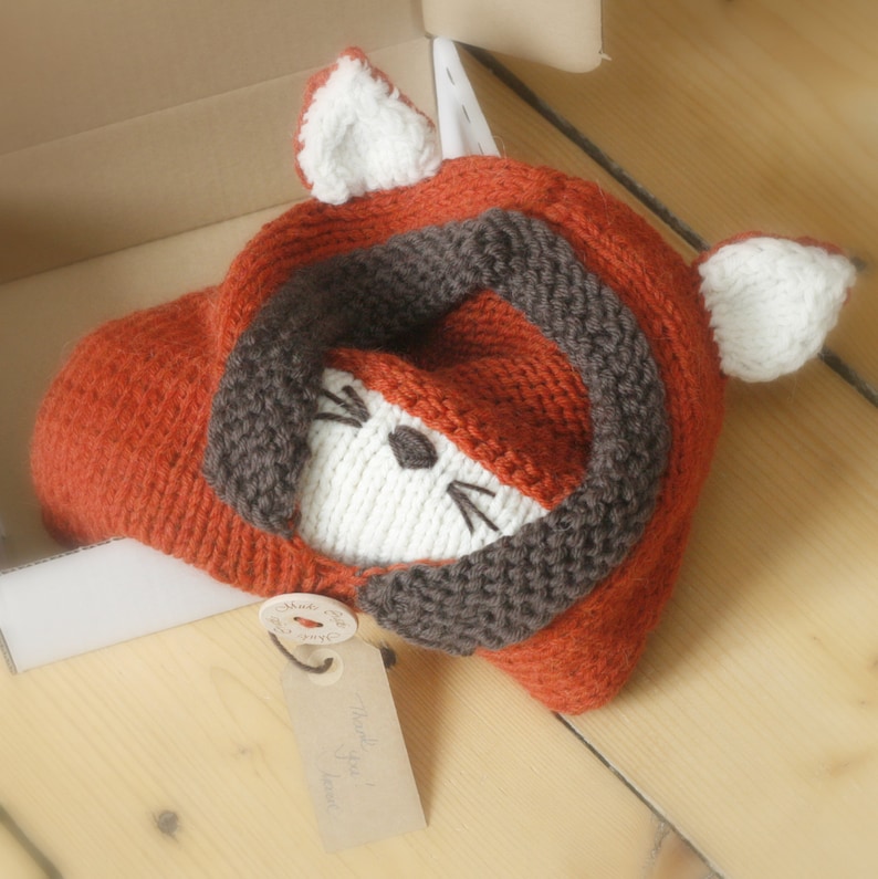 Fox hooded cowl Video KNITTING PATTERN Fox Hoodie Knit Pattern Fox Sood Knitting Pattern Toddler Hooded Cowl Knitting Pattern I Rene image 9