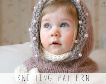 Girls Hooded Cowl KNITTING PATTERN Winter Snood Knit Pattern Chunky Cowl with Hood and Inner Cowl, Knitted Bow, Toddlers Hood I  Adele