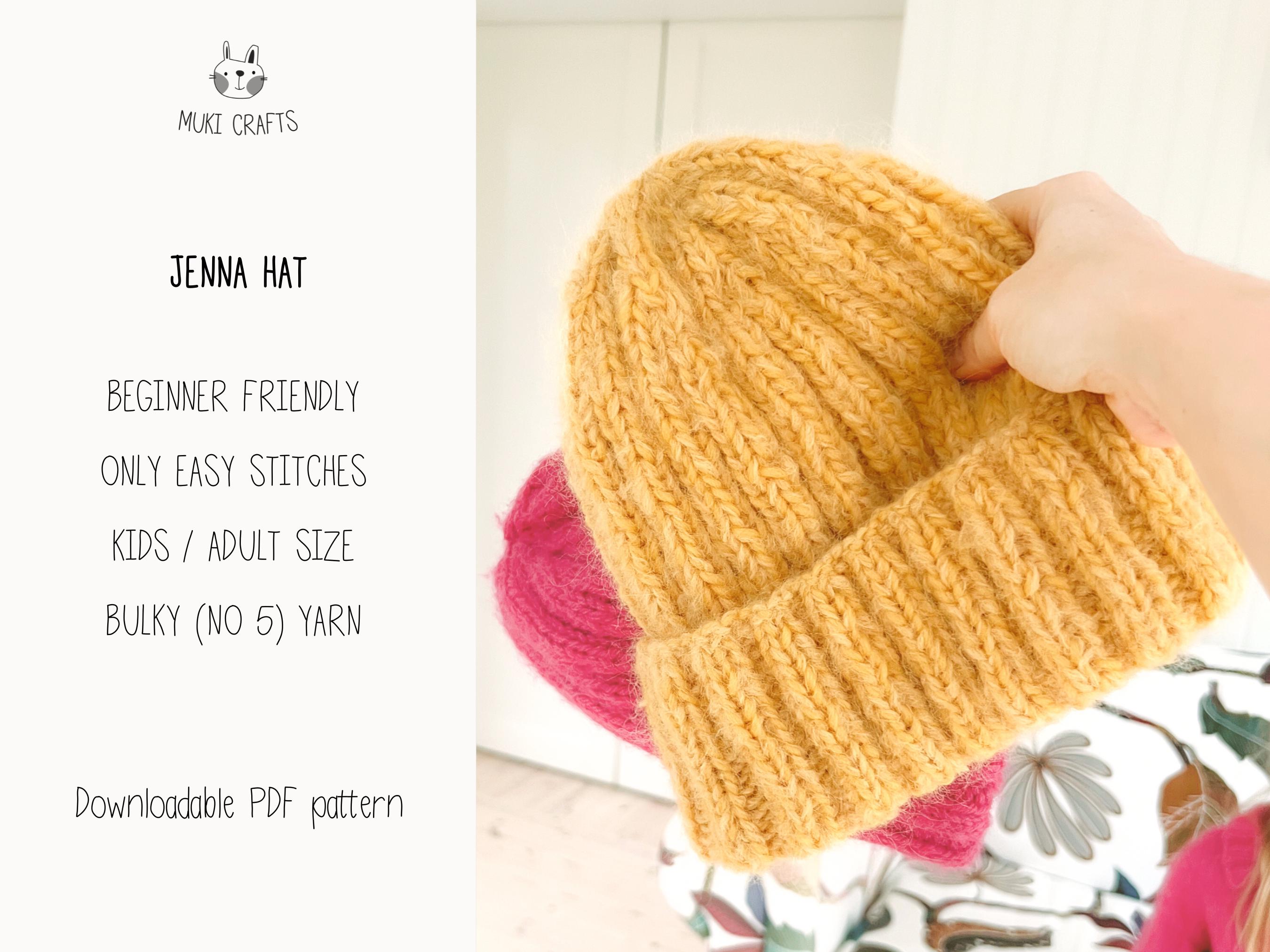 Easy Chunky Ribbed Hat KNITTING PATTERN for Beginners in Bulky Yarn I ...