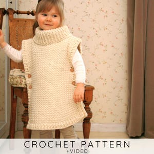 Kids Poncho CROCHET PATTERN Turtleneck Poncho Pattern (toddler, child sizes), Collared Poncho Pattern, Kids Crochet Outwear I Scarlett