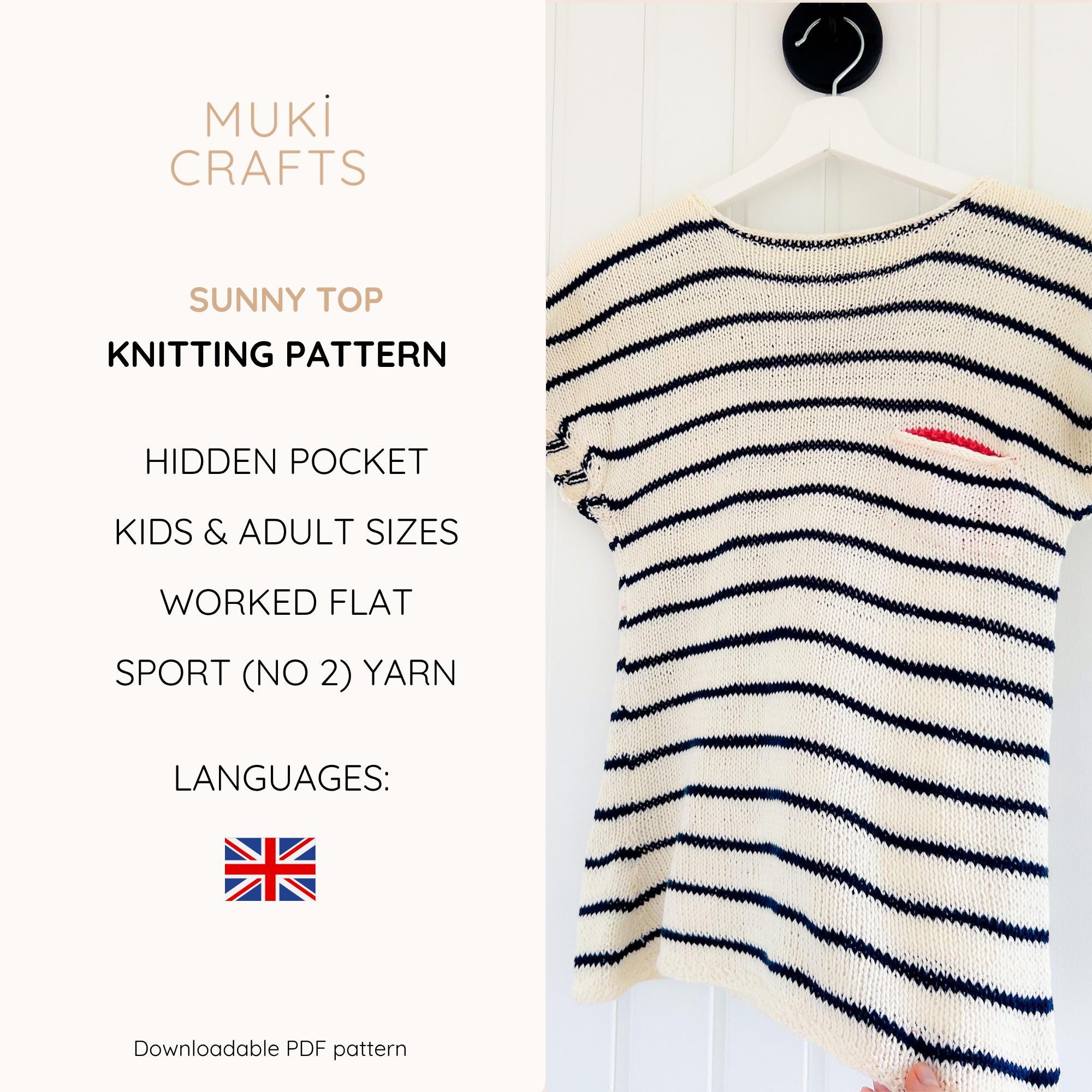 Short Sleeve Tee KNITTING PATTERN With Hidden Pocket, Easy Knit
