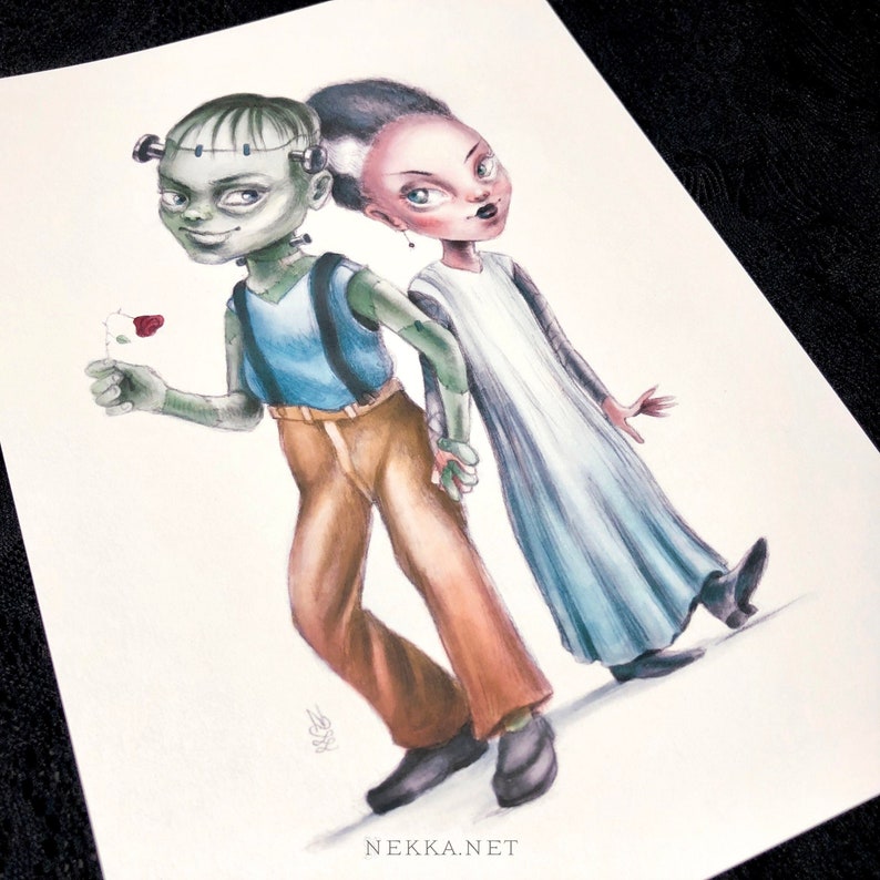 Frankenstein's Monster & Bride Print A3, A4, A5, A6 image 2