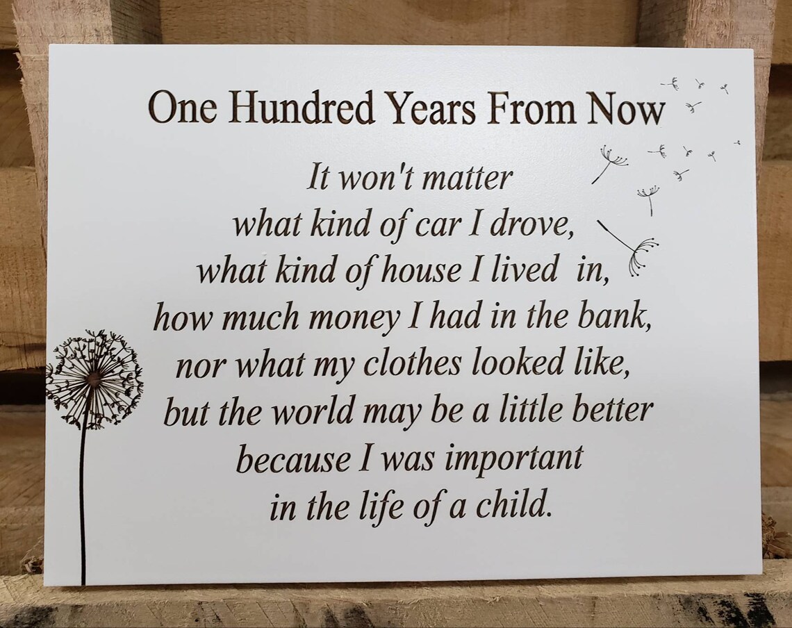 100 Years From Now Plaque 6x8 Etsy