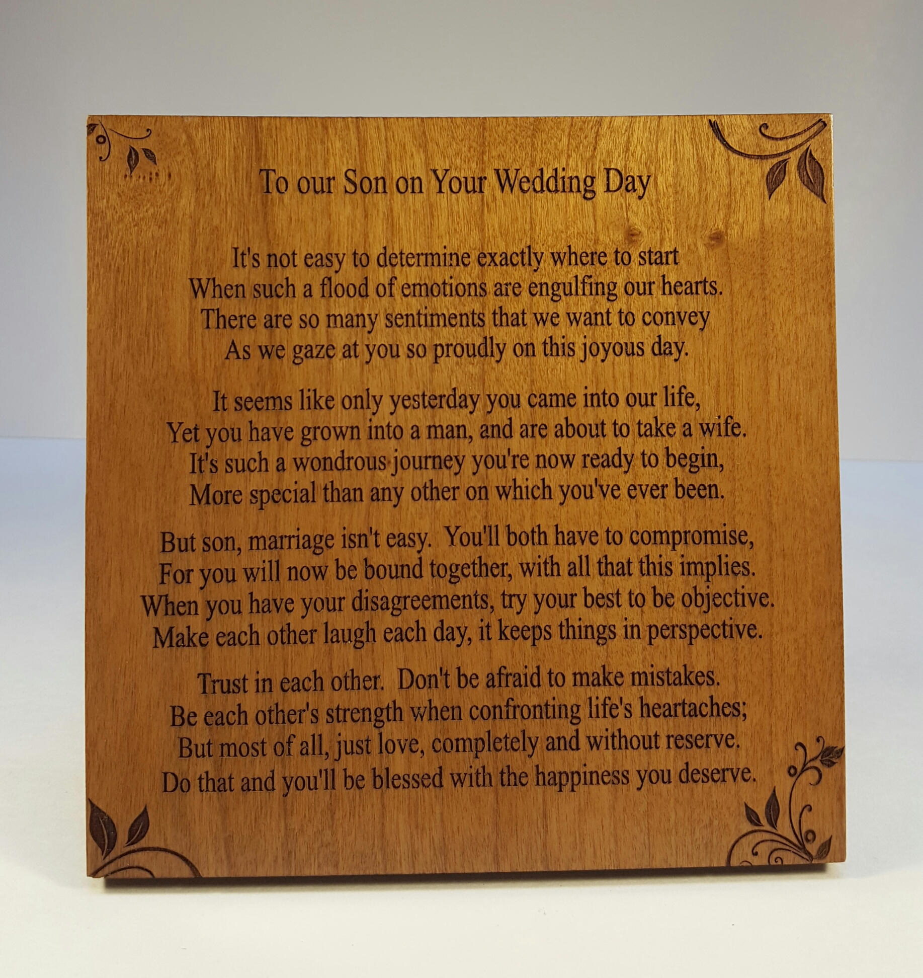To Our Son on Your Wedding Day Plaque 5"x5" Etsy
