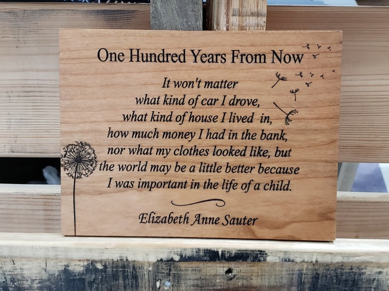 100 Years From Now Plaque 6x8 Etsy