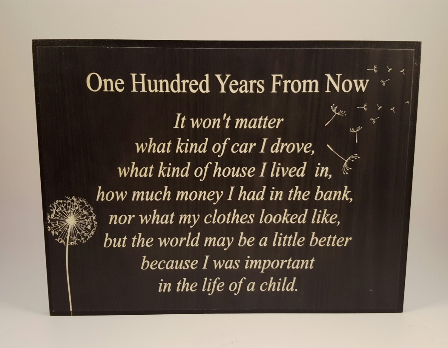 100 Years From Now Plaque 6x8 Etsy