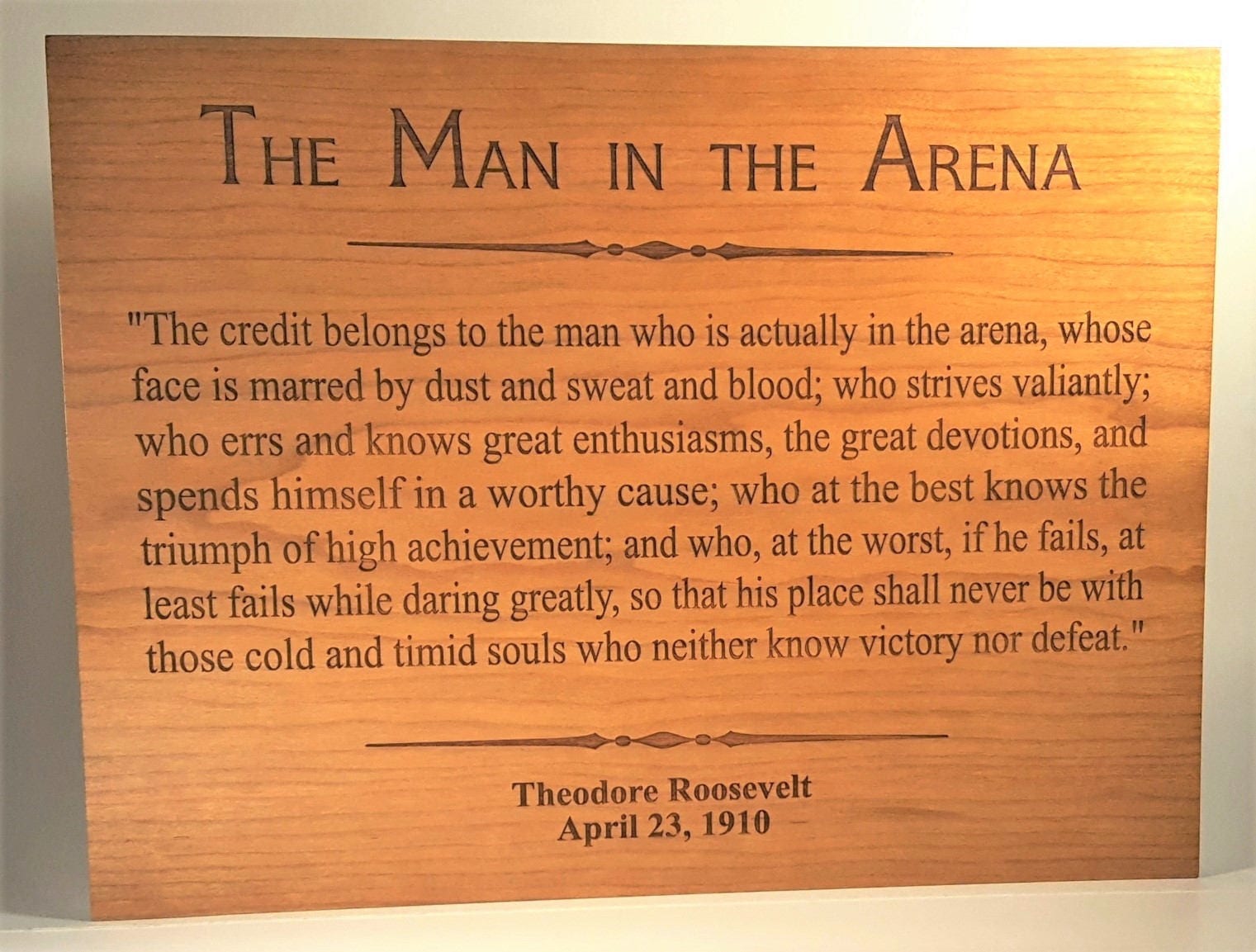 The Man in the Arena plaque | Etsy