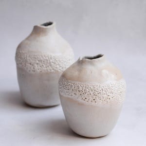 Textured  lava crater glaze  flower vase , classic minimalist monochrome handcrafted handmade wheel thrown pottery