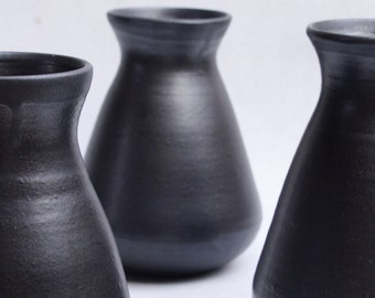 Black carafe vase handmade wheel thrown stoneware coffee