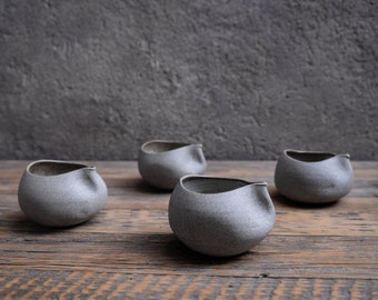 Jug/creamer "Dorothy" - organic natural shape stoneware in grey cream, minimalist monochrome handcrafted handmade wheel thrown