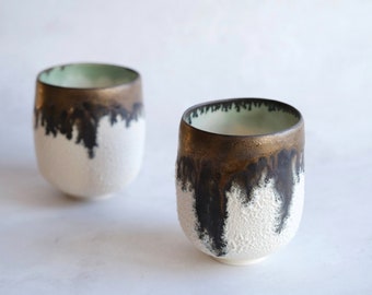 Bronze single tea or coffee  cup,  minimal, nordic rustic, handmade, handcrafted, wheel thrown, porcelain ceramics, pottery