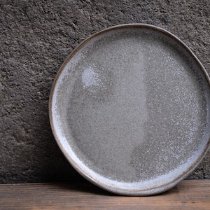 Set of 4 cake plates - (set nr4) STC organic natural shape stoneware in grey cream, minimalist monochrome handcrafted handmade pottery
