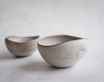 Deep rice/soup bowl "SELENE" - beige OR white matte / gloss handmade, natural minimal monochrome stoneware