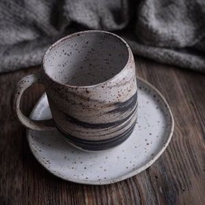 Extra large marbled mug handmade wheel thrown marbled speckled stoneware, nordic minimal natural image 8