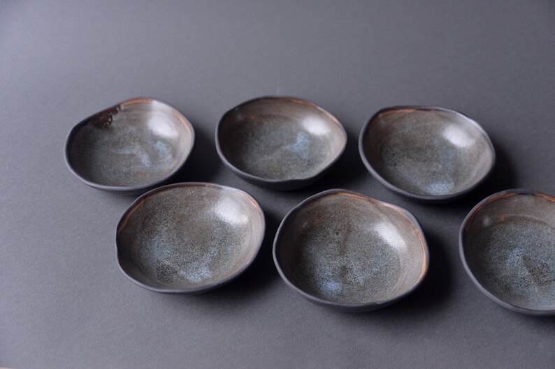 Mini shallow dip bowl GREY on BLACK matte monochrome nordic Etsy