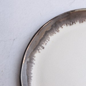 Porcelain tea/coffee cup, bronze gold white, handmade wheel thrown, minimal image 5