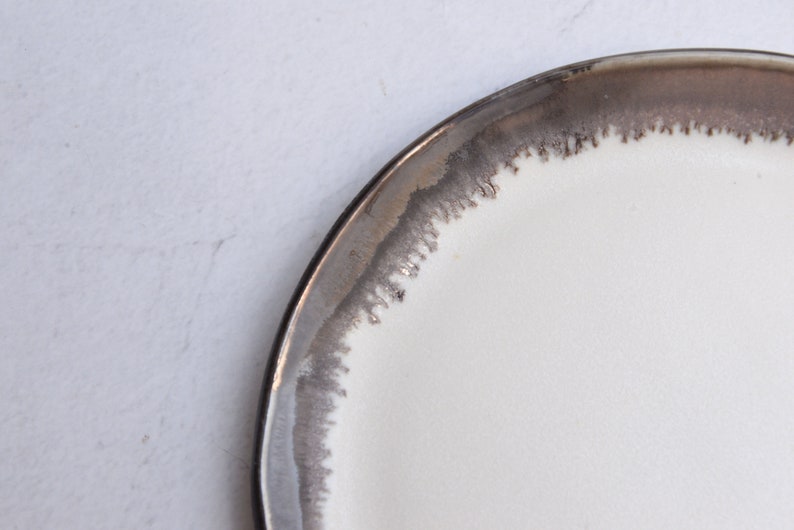 Porcelain tea/coffee cup, bronze gold white, handmade wheel thrown, minimal image 5
