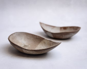 Tapas bowl - set of 2 - beige plate, Handmade handcrafted stoneware natural nordic rustic