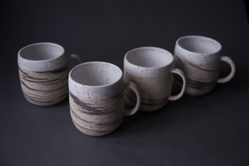 Extra large marbled mug handmade wheel thrown marbled speckled stoneware, nordic minimal natural image 7