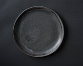 GREY on GREY dessert/salad/side plate, Handmade handcrafted anthracite stoneware, speckled matte natural nordic rustic
