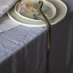 Pearl Green porcelain plates and bowls, dinner set, organic natural shape, minimalist mermaid handcrafted handmade pottery