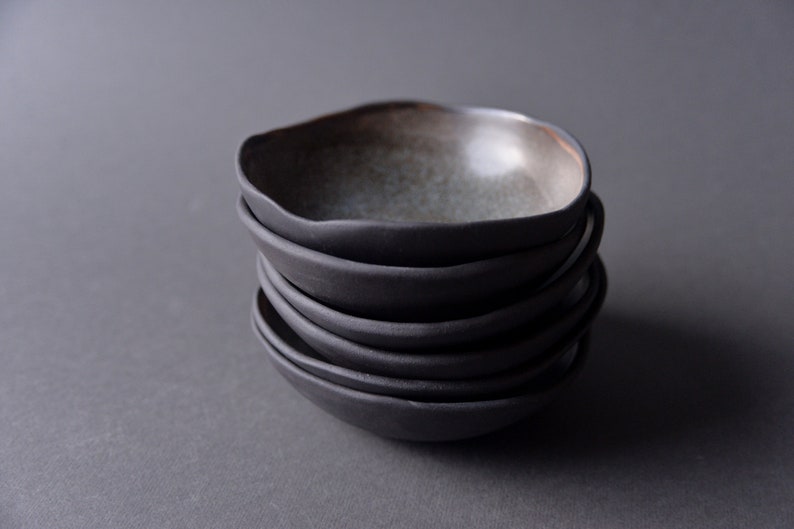 Mini shallow dip bowl GREY on BLACK matte monochrome nordic Etsy