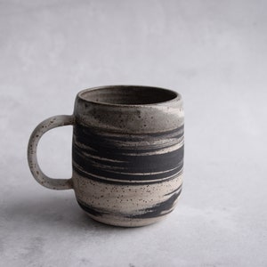 Extra large marbled mug handmade wheel thrown marbled speckled stoneware, nordic minimal natural image 9