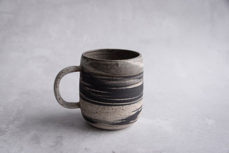 Extra large marbled mug handmade wheel thrown marbled speckled stoneware, nordic minimal natural image 9