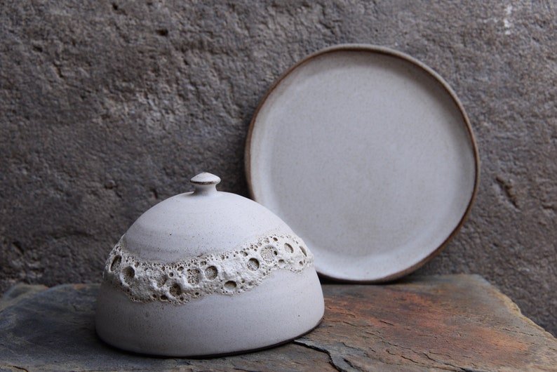 Butter dish, minimal nordic natural, handmade wheel thrown organic image 1