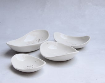 Gold splash porcelain oyster oval bowl, handmade porcelain, unique gift tableware tapas dip