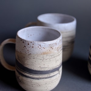 Extra large marbled mug handmade wheel thrown marbled speckled stoneware, nordic minimal natural image 6