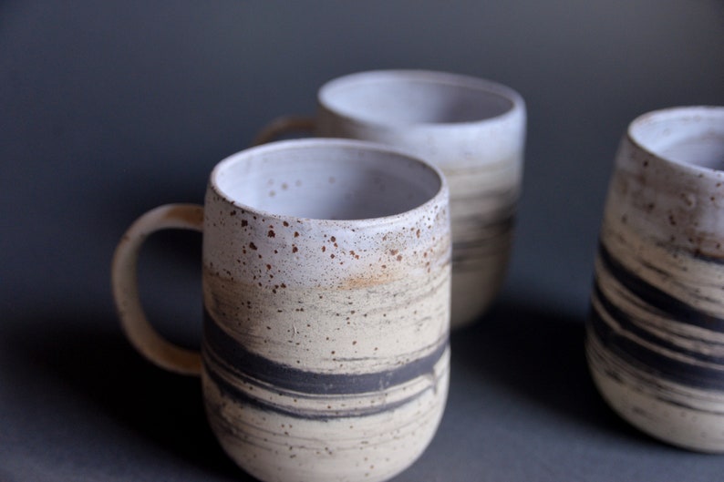 Extra large marbled mug handmade wheel thrown marbled speckled stoneware, nordic minimal natural image 6